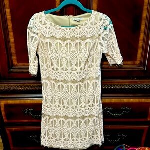 Pink overlay lace with beige/gold underlay